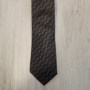 J. Ferrar Black Brown 100% Silk Tie